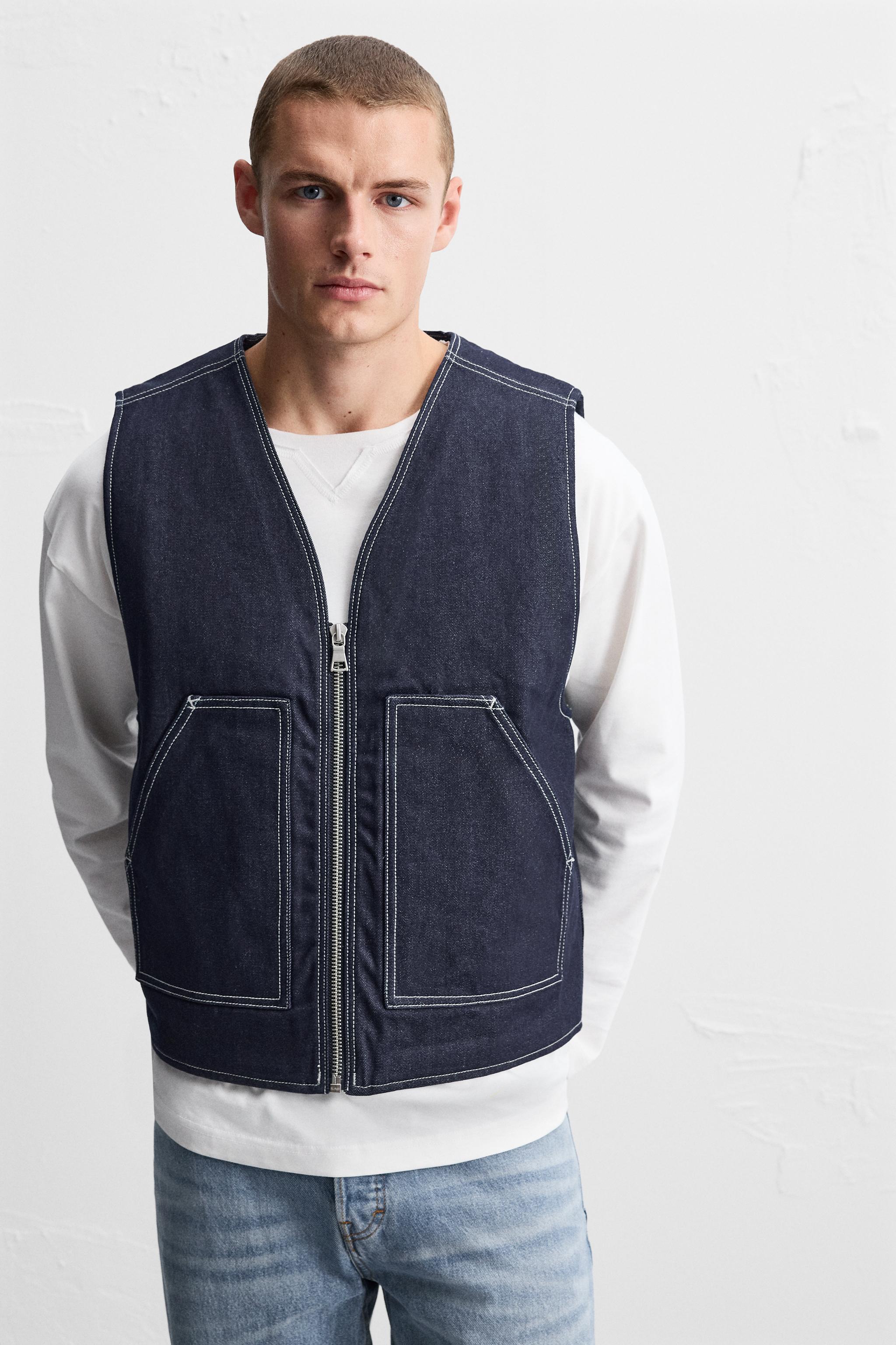 SEAMED DENIM VEST Product Image