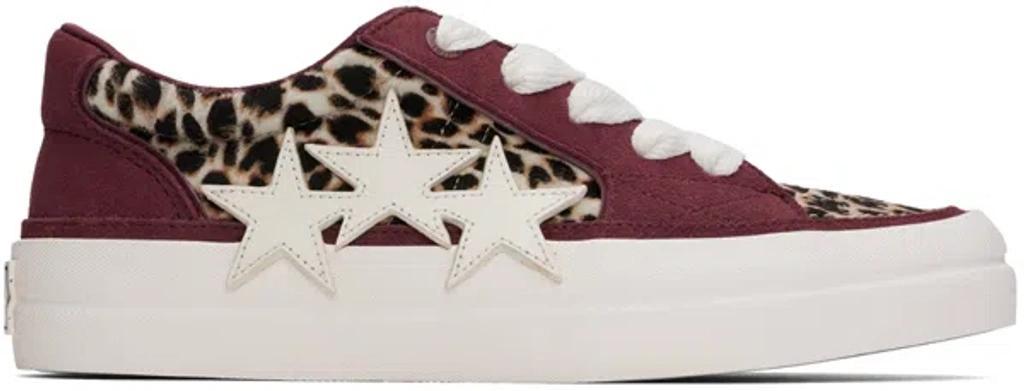 Burgundy & Beige Leopard Sunset Skate Sneakers Product Image