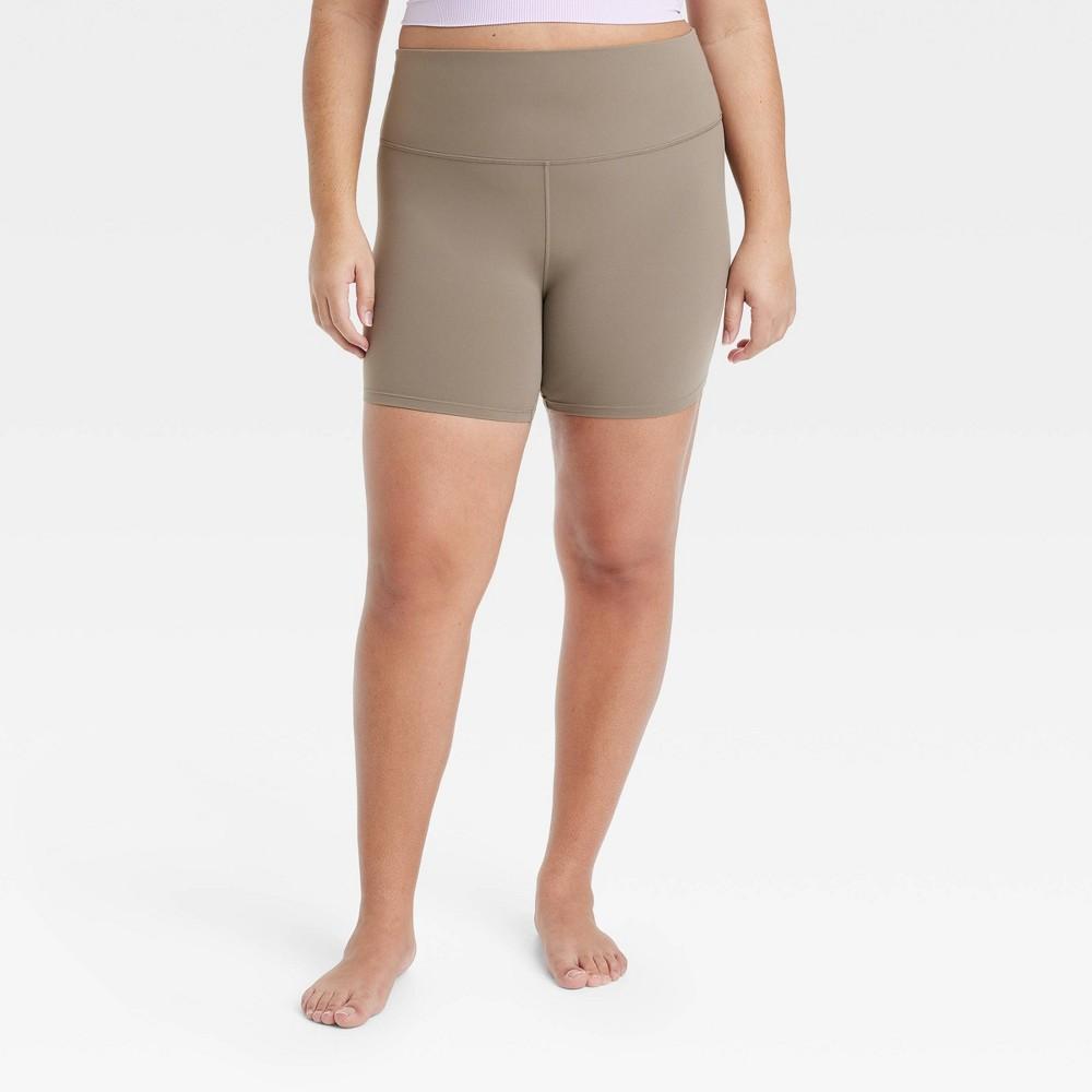 Womens Everyday Soft Ultra High-Rise Bike Shorts 6 - All In Motion Taupe 4X Product Image