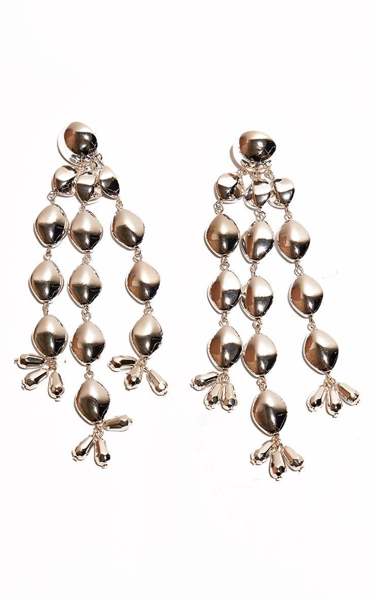 Silver Oval Statement Drop Earrings Product Image