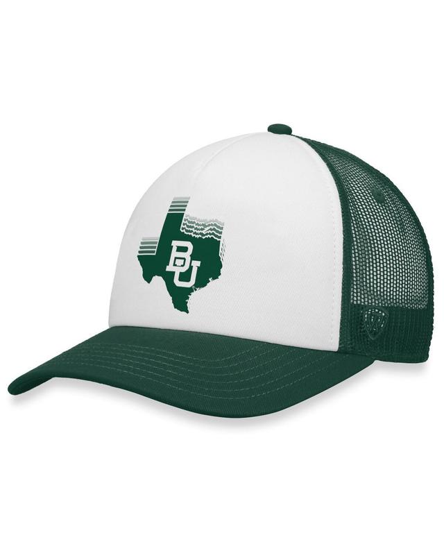 Mens Top of the World White/Green Baylor Bears Tone Down Trucker Snapback Hat Product Image