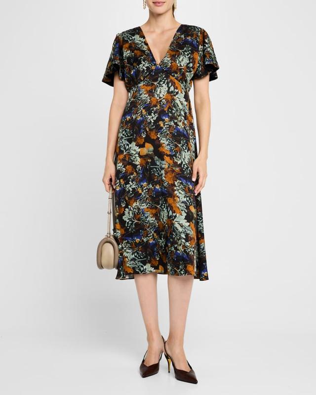 Cecile Flutter-Sleeve Midi Dress Product Image