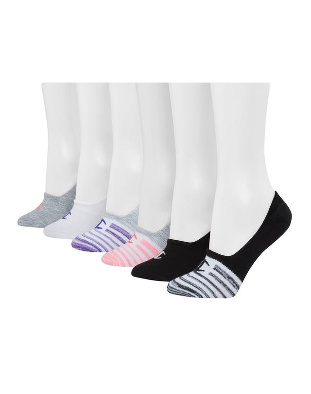 Champion Womens Performance Invisible Liner Socks, 6-pairs Grey Heather/ White 5-9 Product Image