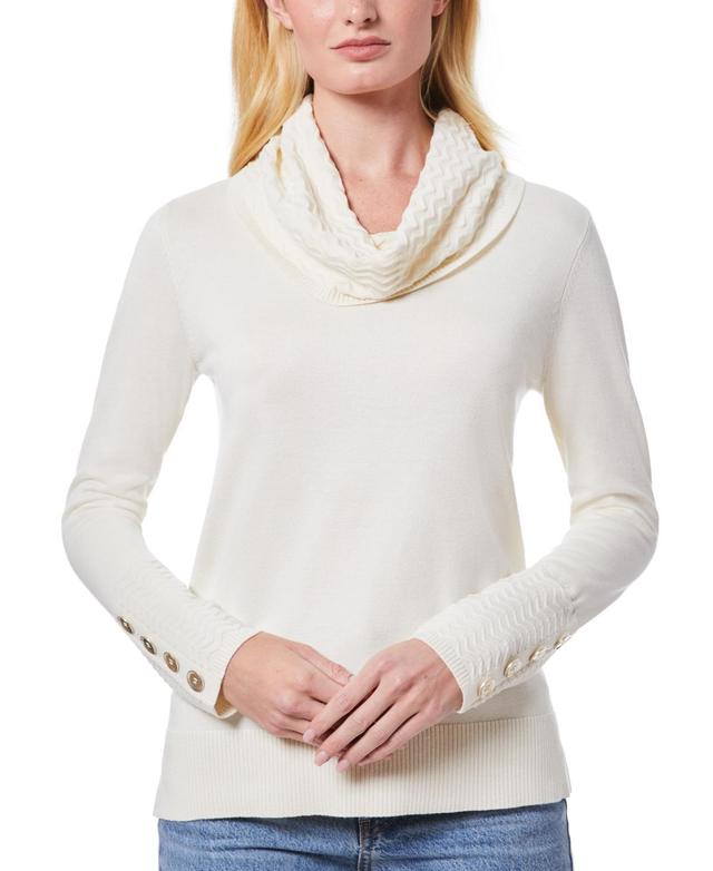 Melissa Paige Womens Chevron-Trimmed Cowl-Neck Sweater, Regular & Petites Product Image