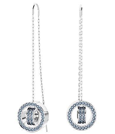 Womens Hollow Rhodium-Plated & Cubic Zirconia Threader Earrings Product Image