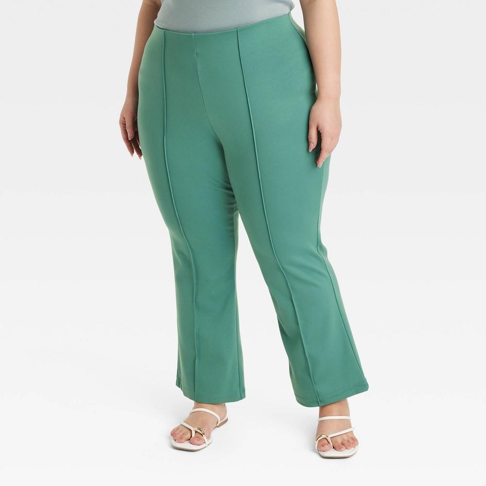 Womens High-Rise Slim Fit Cropped Kick Flare Pull-On Pants - A New Day Teal 3X Product Image