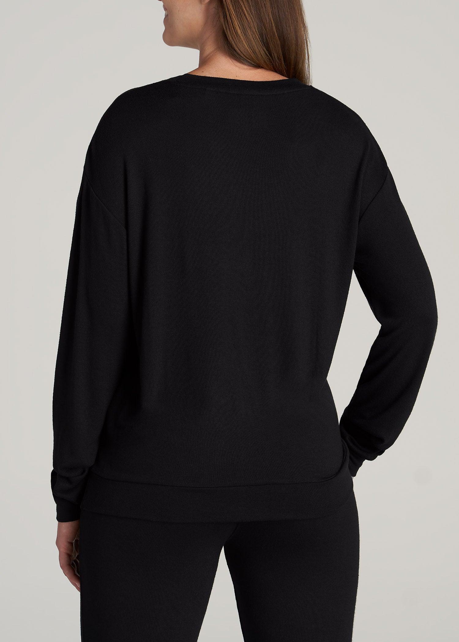 Cozy Lounge Crewneck in Black - Tall Women's Shirts Female Product Image