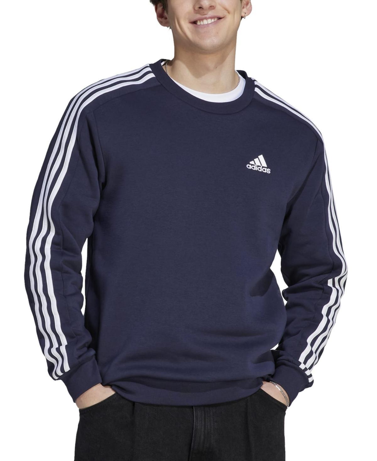 adidas Mens Essentials Fleece 3-Stripes Sweatshirt - Black Product Image