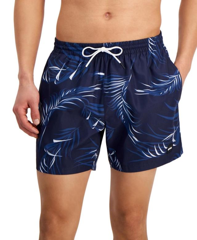 HUGO BOSS Boss By  Men's Piranha Drawstring 5.3" Swim Trunks, Created For Macy's In Open Blue Product Image