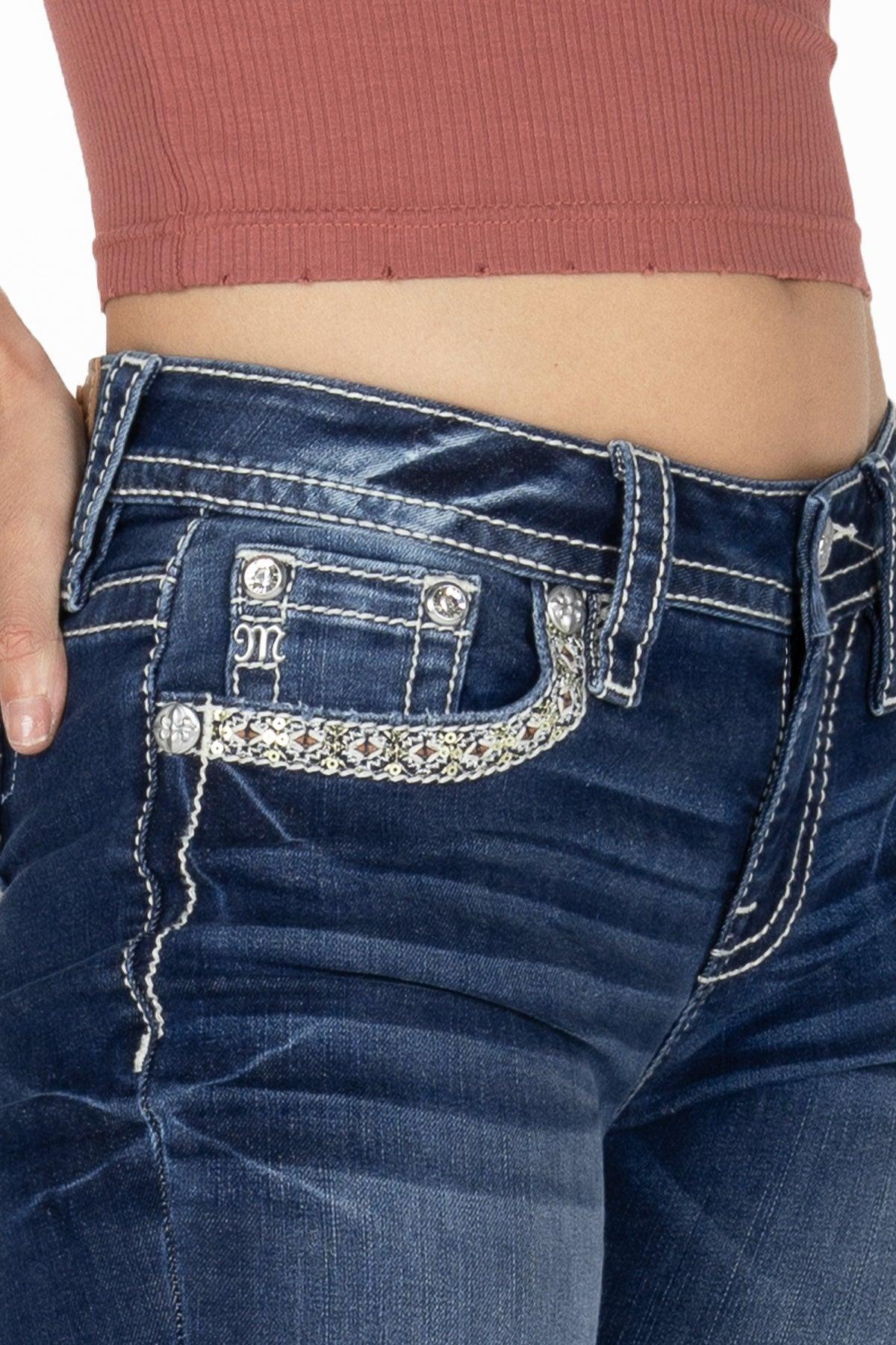 Aztec Stitch Border Bootcut Jeans Product Image