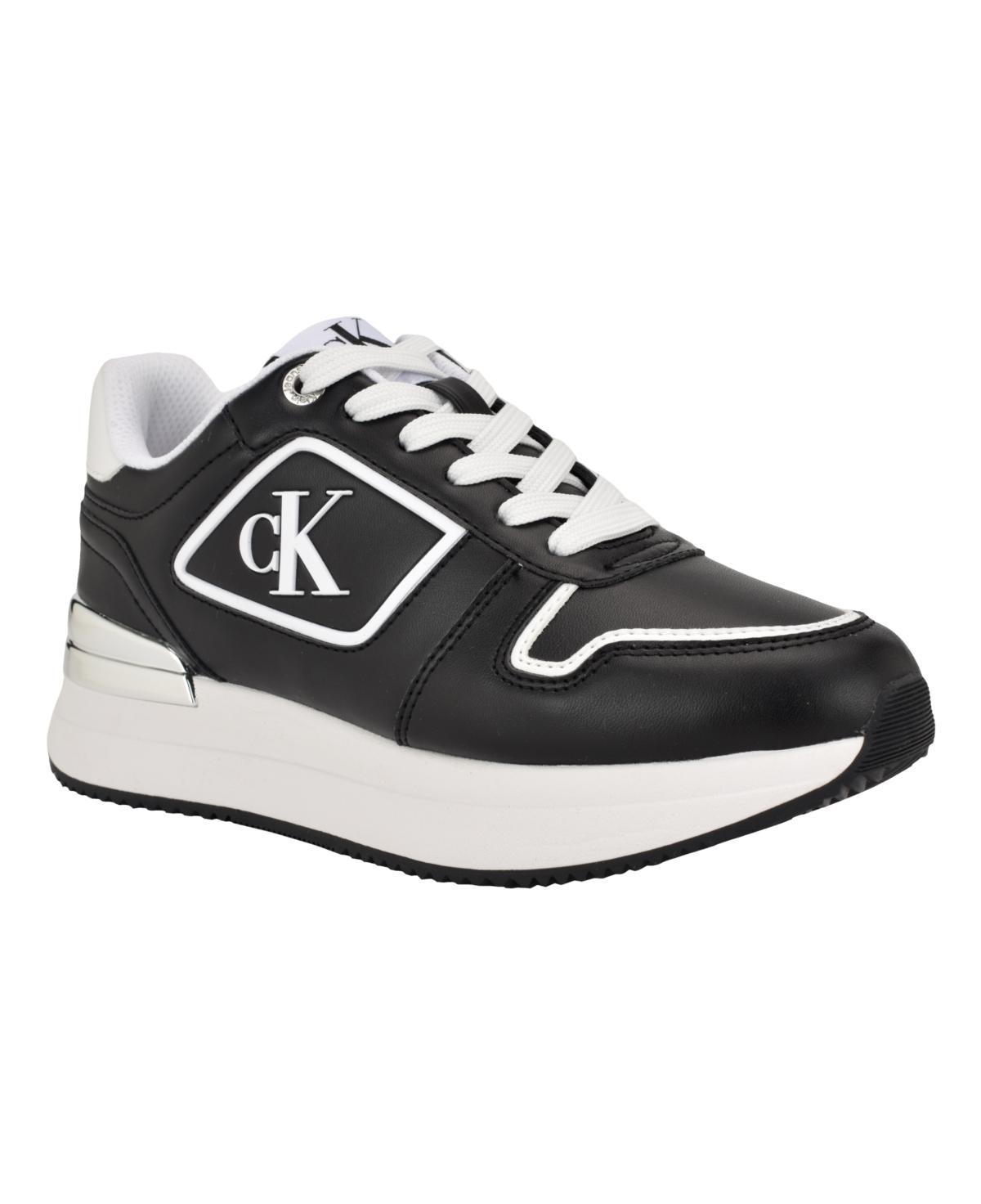 Calvin Klein Womens Vidya Almond Toe Casual Lace-up Sneakers Product Image