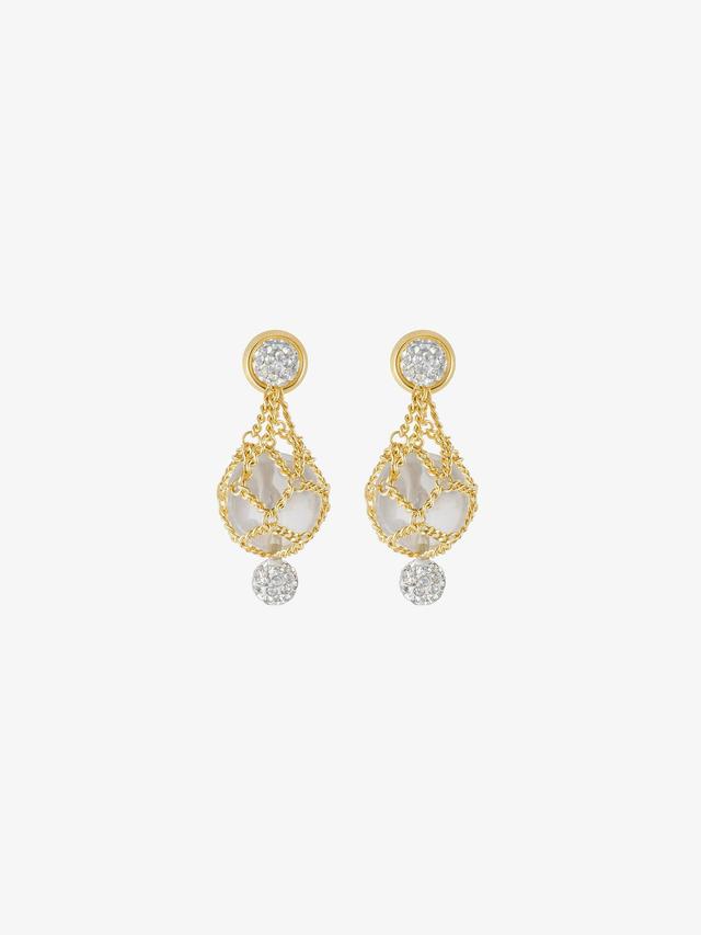 Pearling earrings in metal with pearls and crystals Product Image