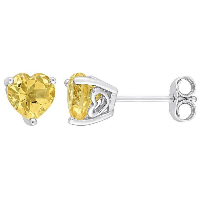 Stella Grace Sterling Silver & Gemstone Heart Stud Earrings, Womens, Yellow Product Image