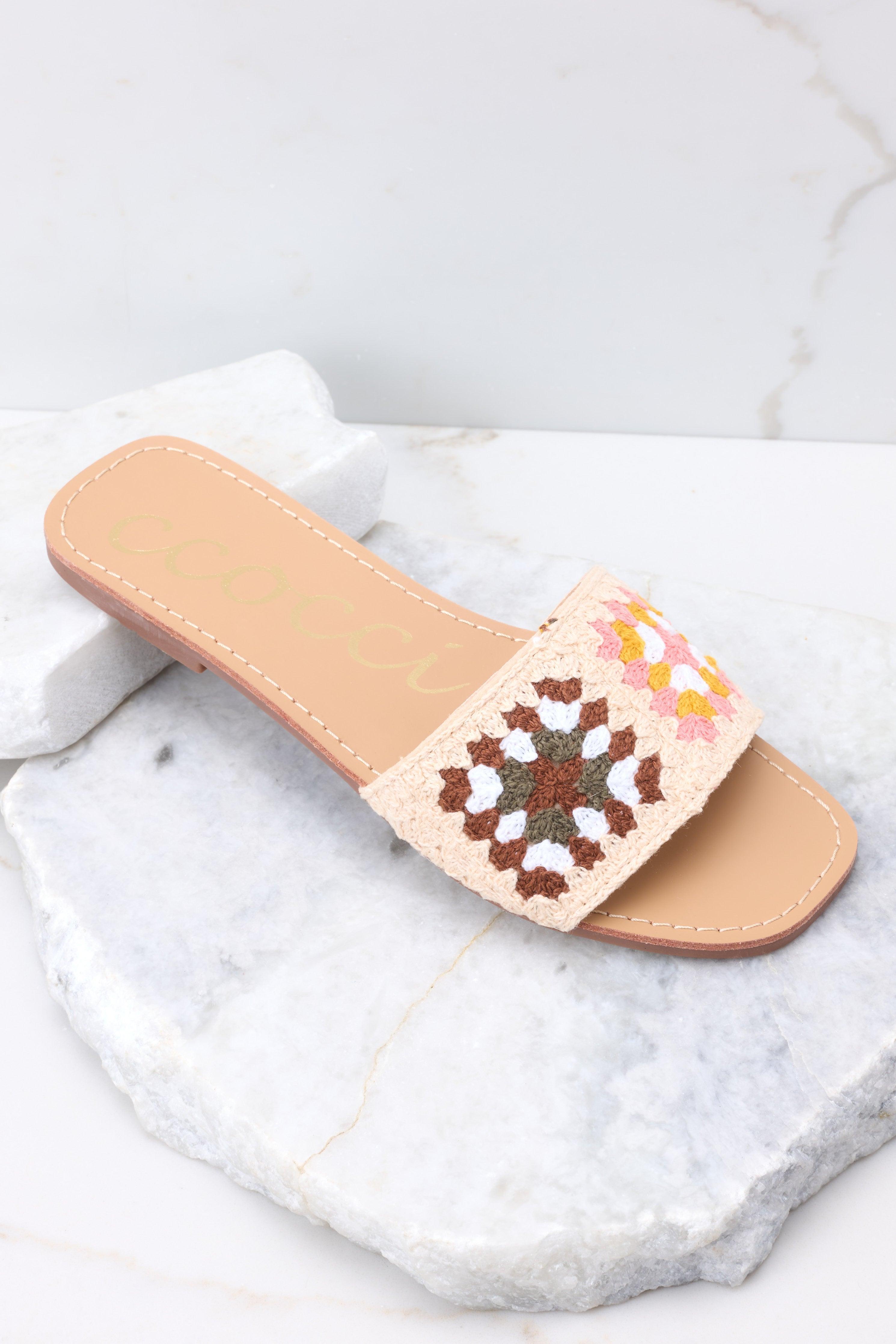 Walking Above Brown Multi Slide Sandals Product Image