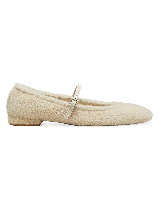 Stuart Weitzman Lennox Shearling Flat (Natural/Oat) Women's Flat Shoes Product Image