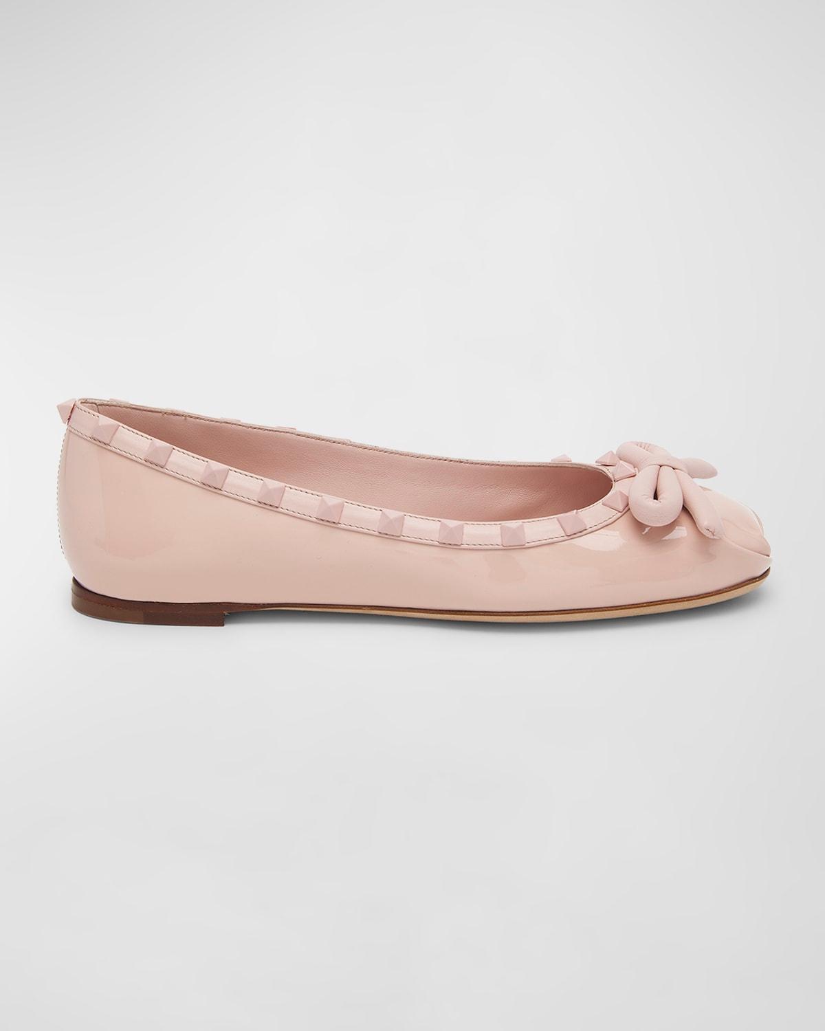 Rockstud Tonal Leather Ballerina Flats Product Image