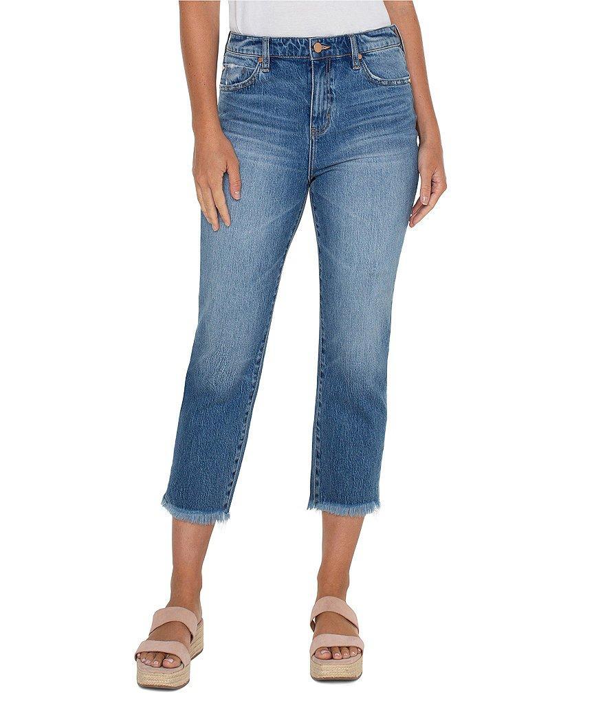 Liverpool Los Angeles High Rise Straight Leg Fray Hem Jeans Product Image