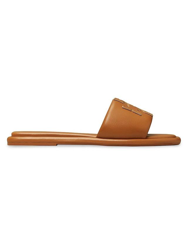 Womens Double-T Monogram Padded Leather Slide Sandals Product Image