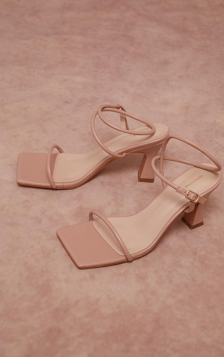 Nude PU Flare Low Heel Extreme Square Toe Sandals product image