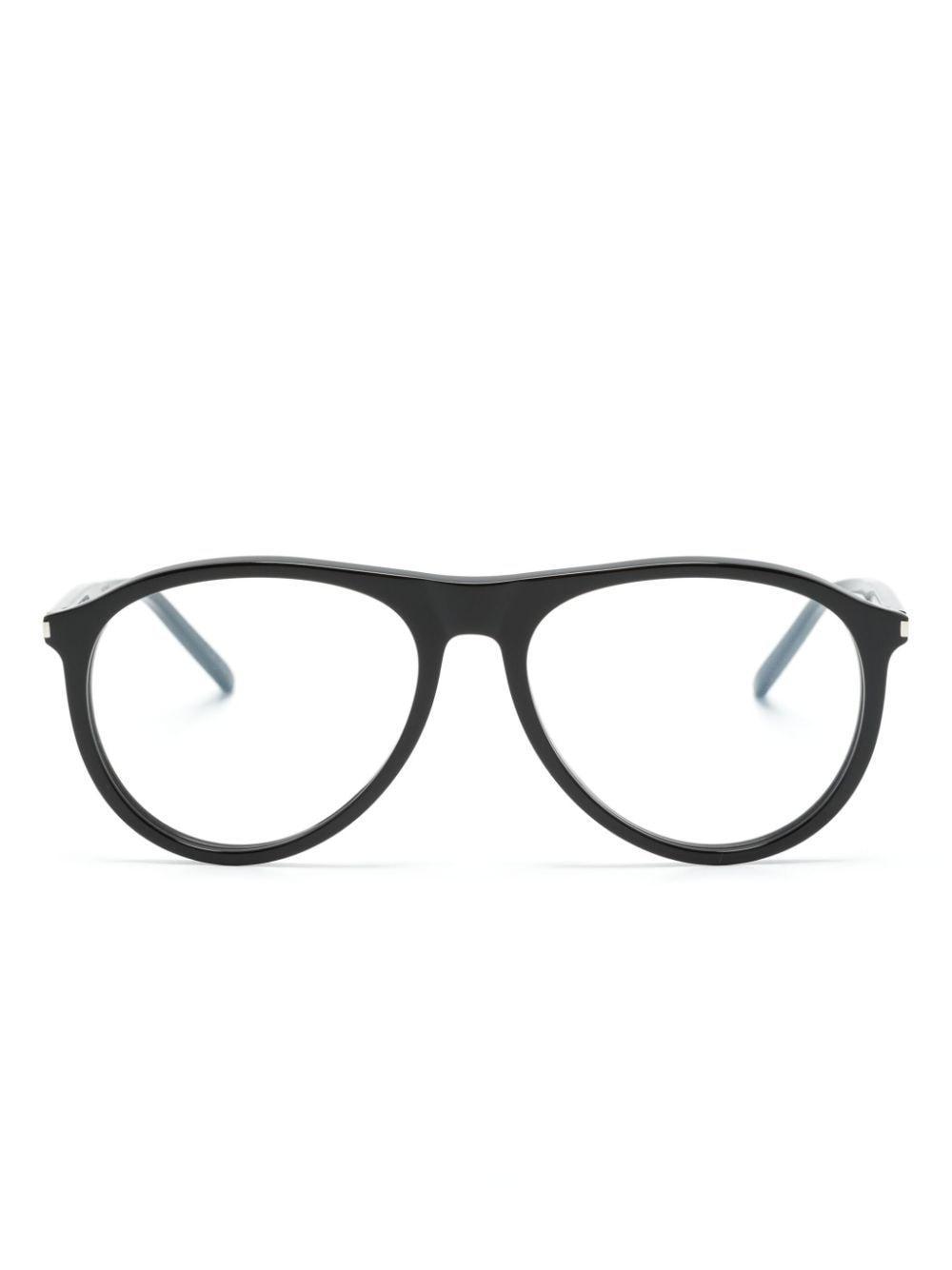 Logo-engraved Pilot-frame Glasses In Black Product Image