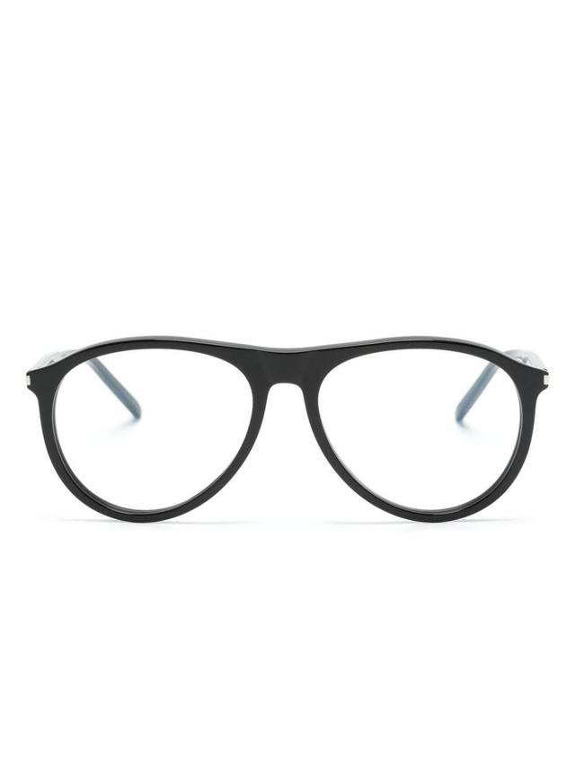 Logo-engraved Pilot-frame Glasses In Black Product Image