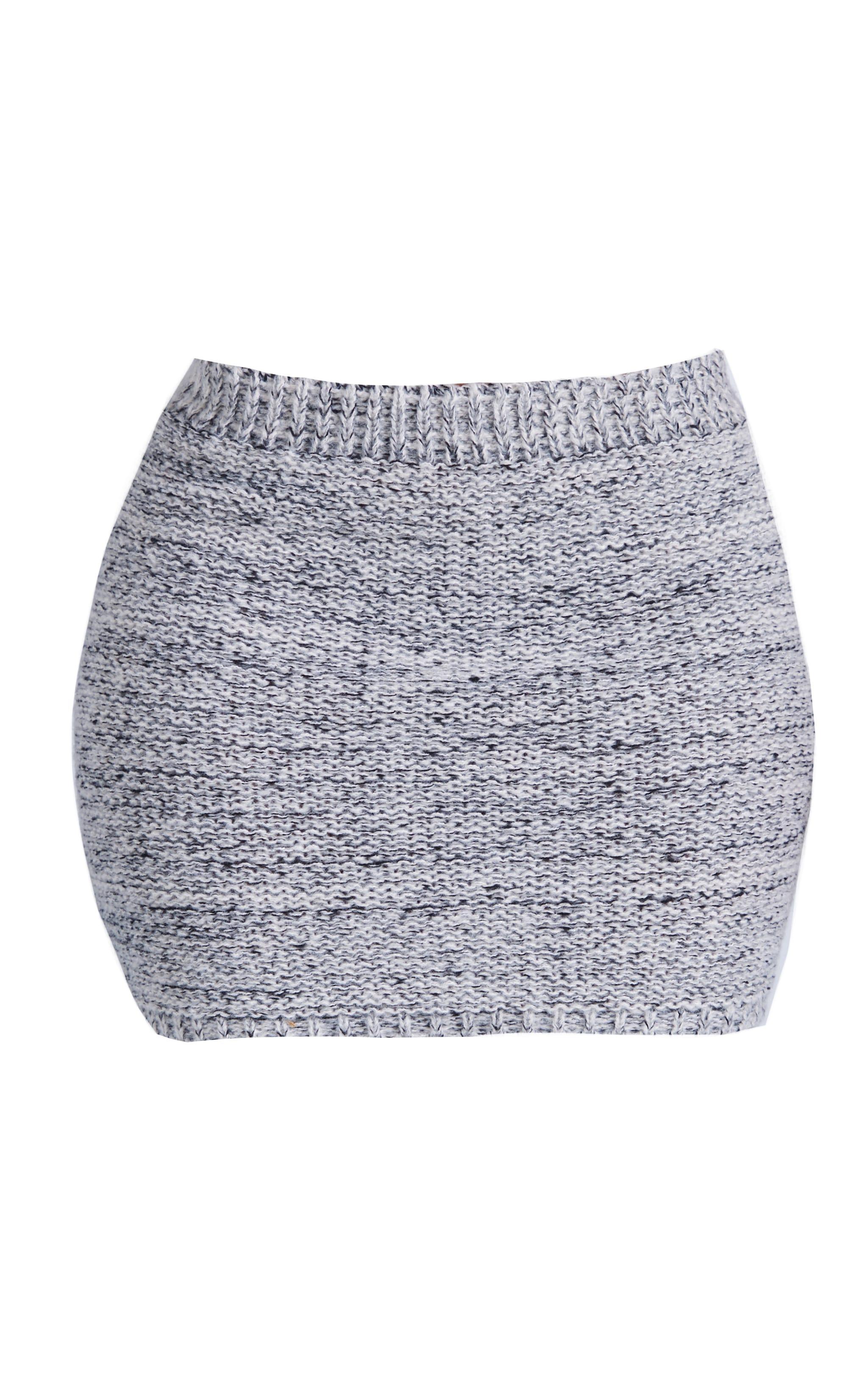 Shape Grey Contrast Knit Mini Skirt Product Image