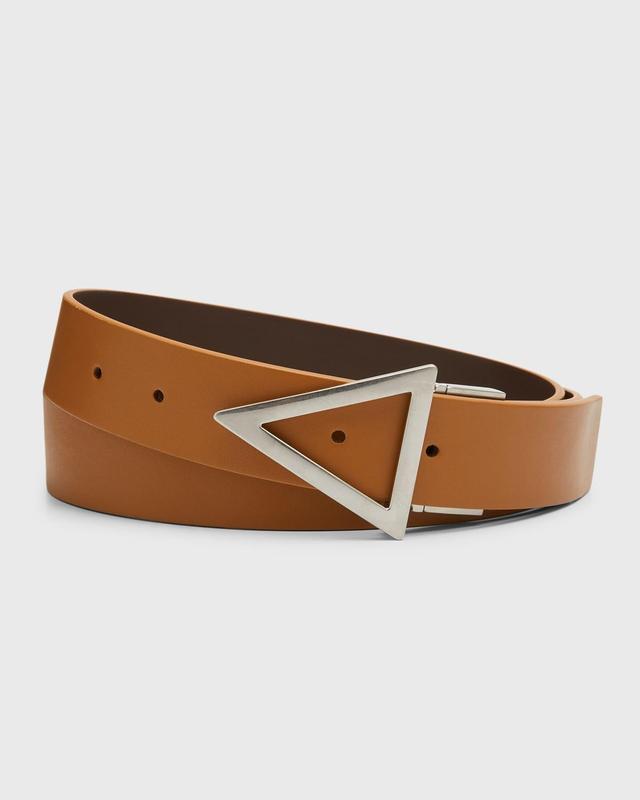 Mens Triangle Buckle Reversible Leather Belt Product Image