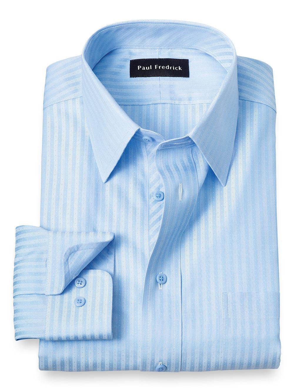 Slim Fit Non-iron Cotton Stripe Dress Shirt Product Image