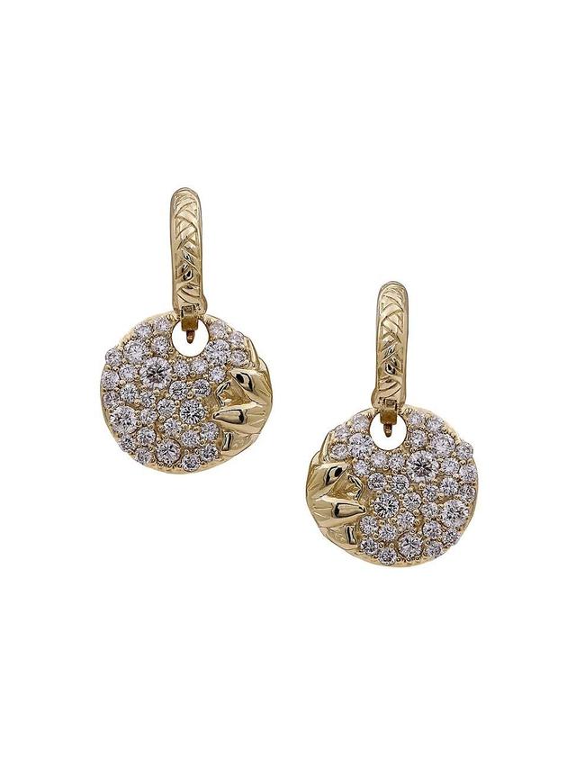 Womens Luxury 18K Gold & Diamond Pav Disc Drop Earrings Product Image