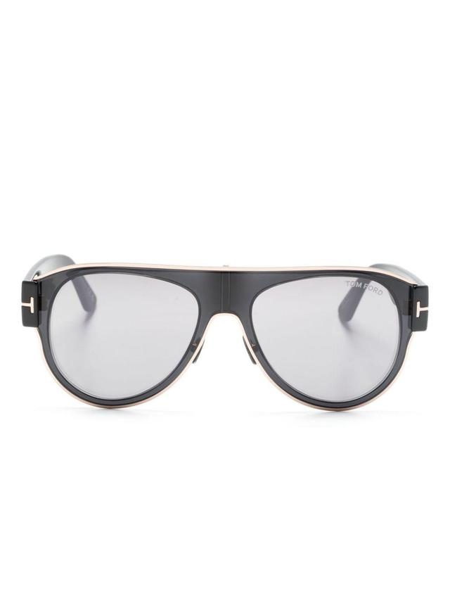 Logo-plaque Pilot-frame Sunglasses In Black Product Image