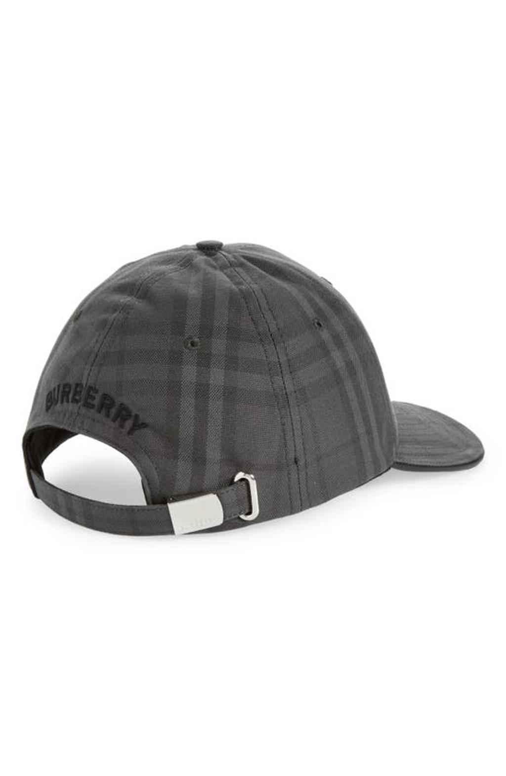 Embroidered-logo Check Cotton Cap In Charcoal Product Image