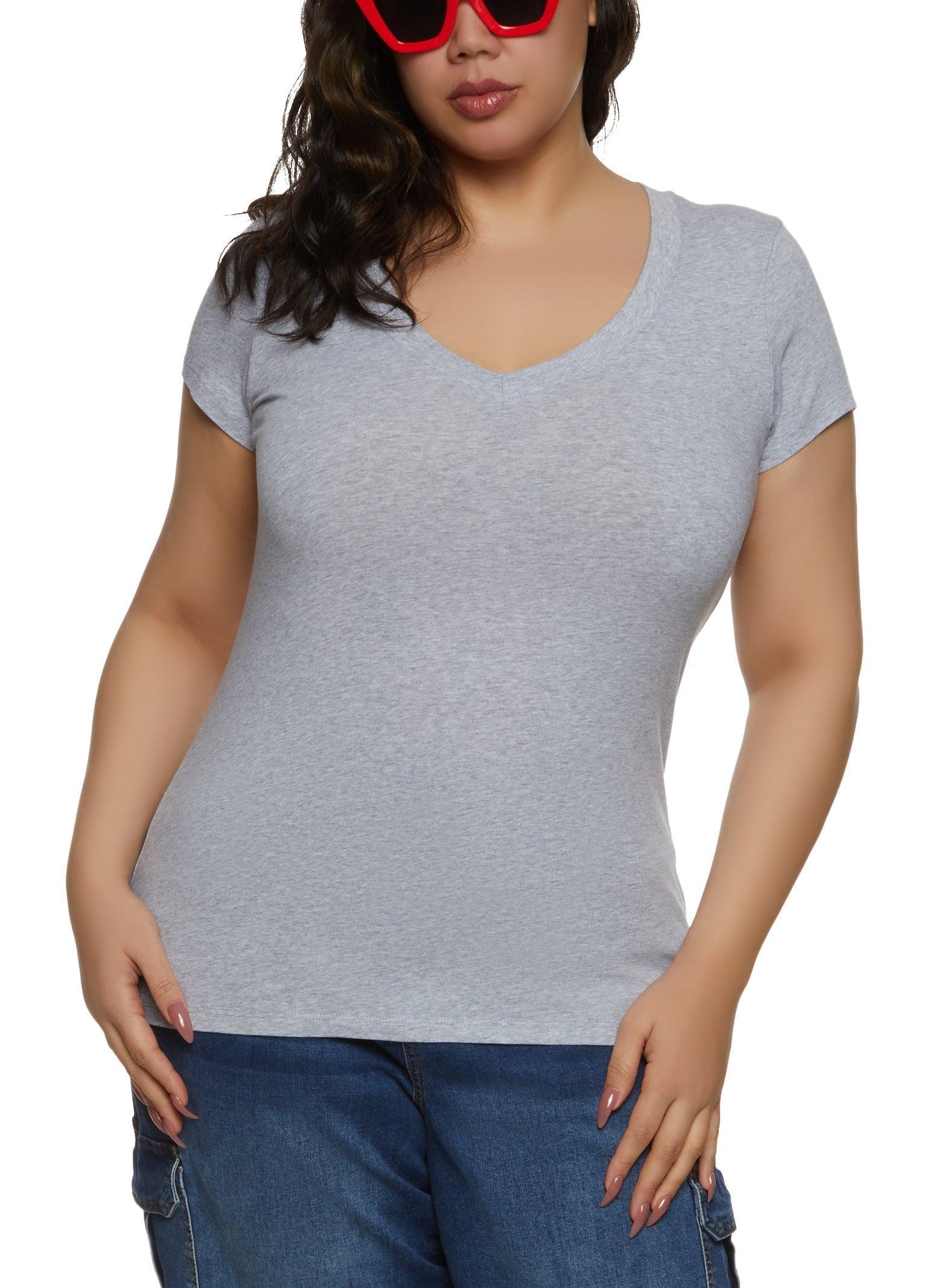 Womens Plus Size V Neck Tee Product Image