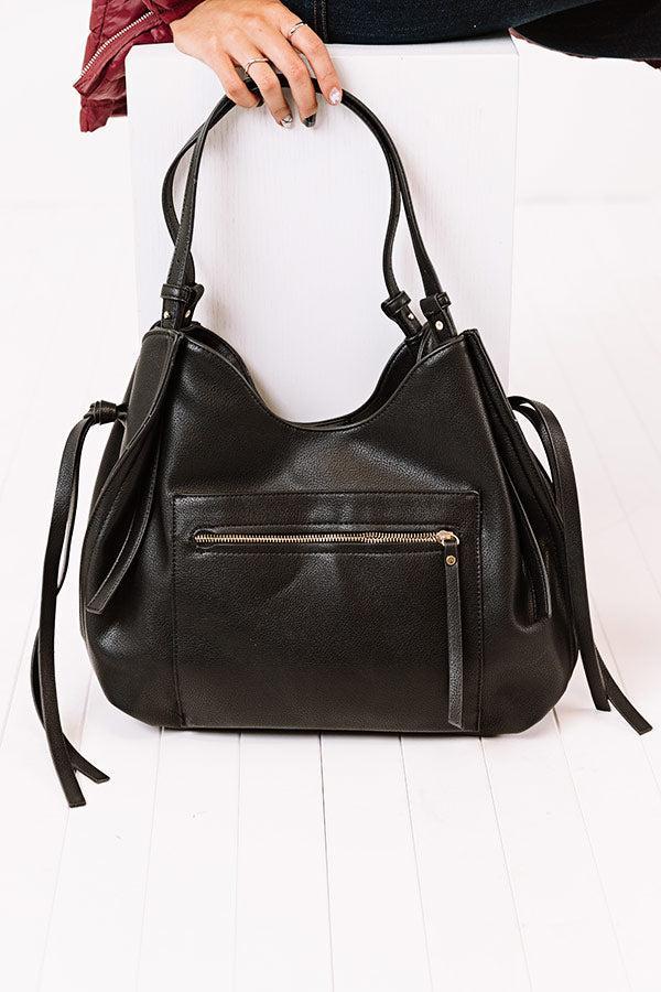 Strut The Runway Faux Leather Tote In Black Product Image