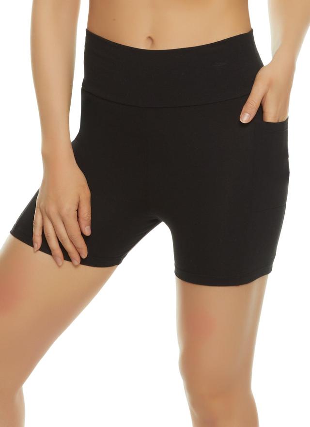 Womens Side Pocket High Waist Biker Shorts Product Image