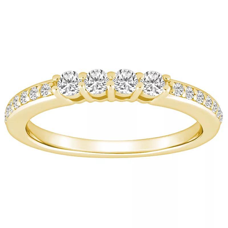 Alyson Layne 14k Gold 3/8 Carat T.W. Diamond 4-Stone & Pave Band Wedding Ring, Womens Yellow Product Image