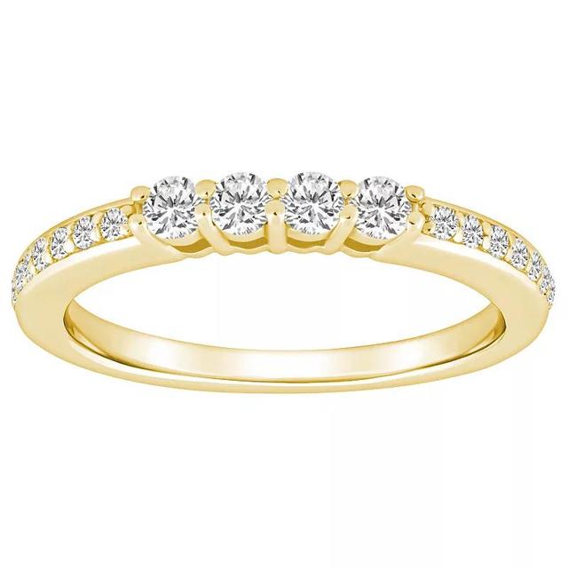 Alyson Layne 14k Gold 3/8 Carat T.W. Diamond 4-Stone & Pave Band Wedding Ring, Womens Yellow Product Image