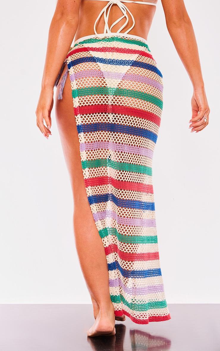 Multi Stripe Crochet Maxi Beach Skirt Product Image