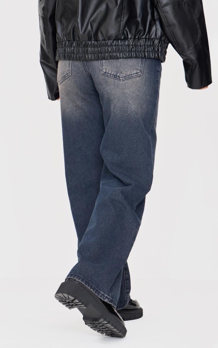 Petite Grey Used Bleach Seam Detail Straight Leg Jeans Product Image