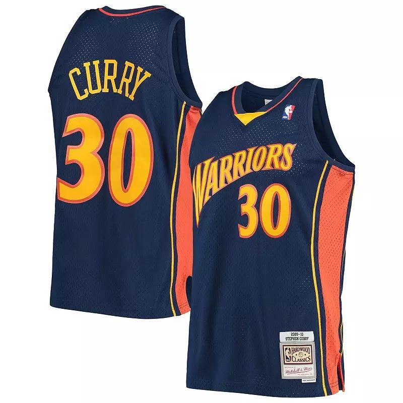 Mens Mitchell & Ness Stephen Curry Golden State Warriors 2009-10 Hardwood Classics Swingman Player Jersey Blue Product Image