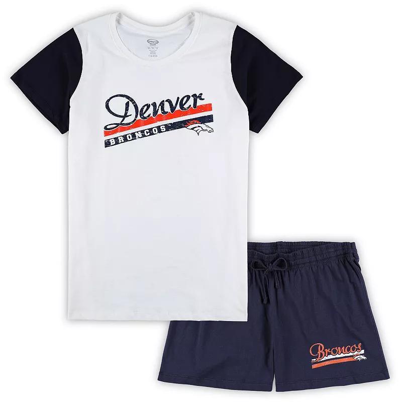 Womens Concepts Sport /Navy Denver Broncos Plus Size Downfield T-Shirt & Shorts Sleep Set Product Image