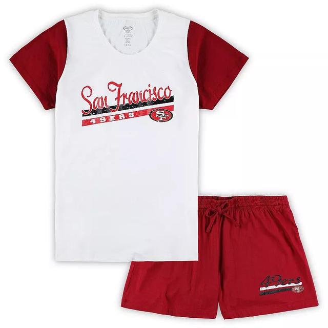 Womens Concepts Sport White San Francisco 49ers Plus Size Downfield T-shirt and Shorts Sleep Set - White Product Image