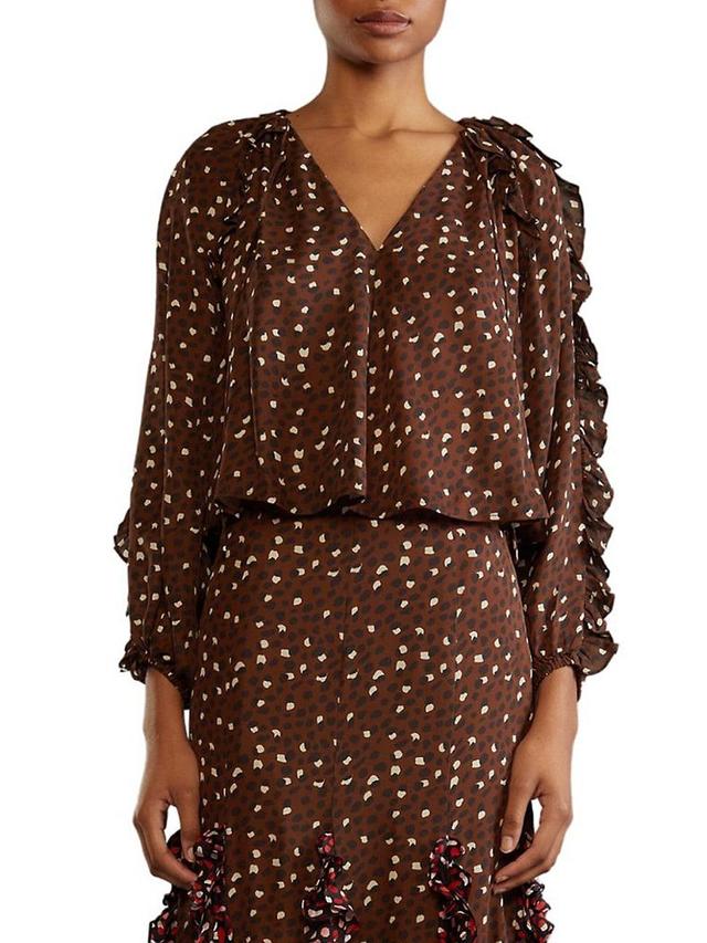 Womens Silk Cheetah Blouse Product Image