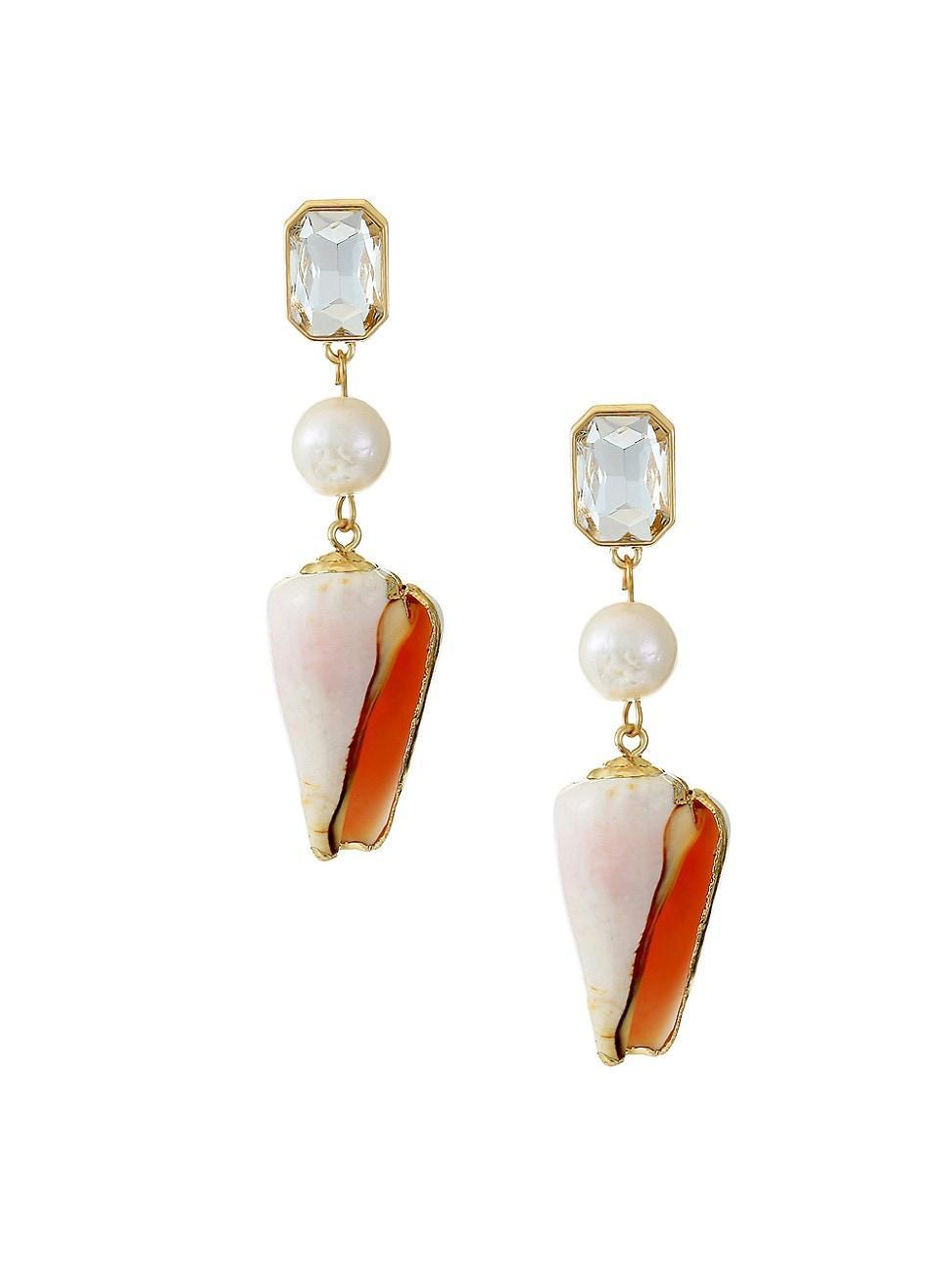 Ettika Shell & Freshwater Pearl Drop Earrings Product Image