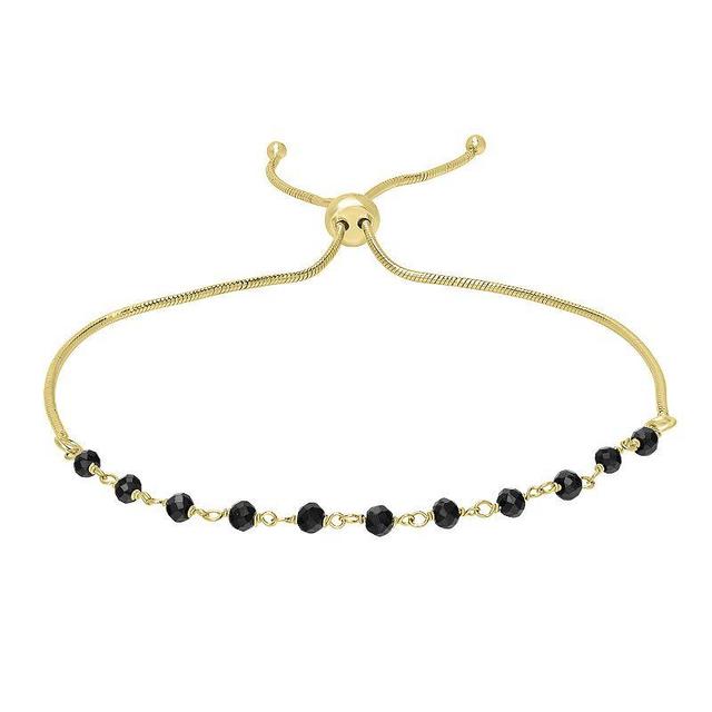 Gemistry 14k Gold over Sterling Silver Gemstone Beaded Adjustable Bracelet, Womens Labradorite Product Image