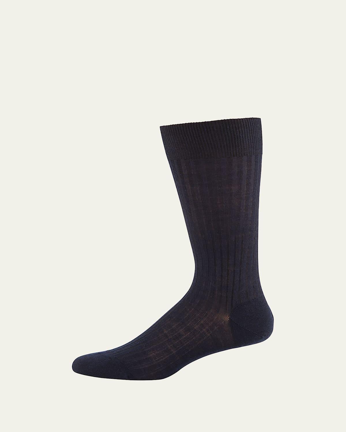 Mens Danvers Ribbed Cotton Mid-Calf Socks Product Image