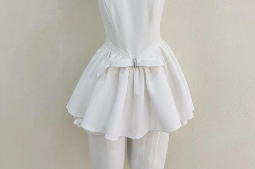 Plain Bow Mini A-Line Tube Dress Product Image