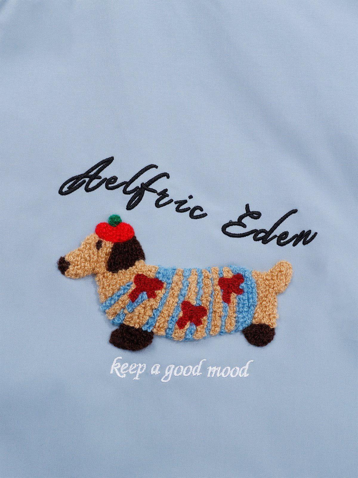 Aelfric Eden Cute Cartoon Dog Varsity Jacket Product Image