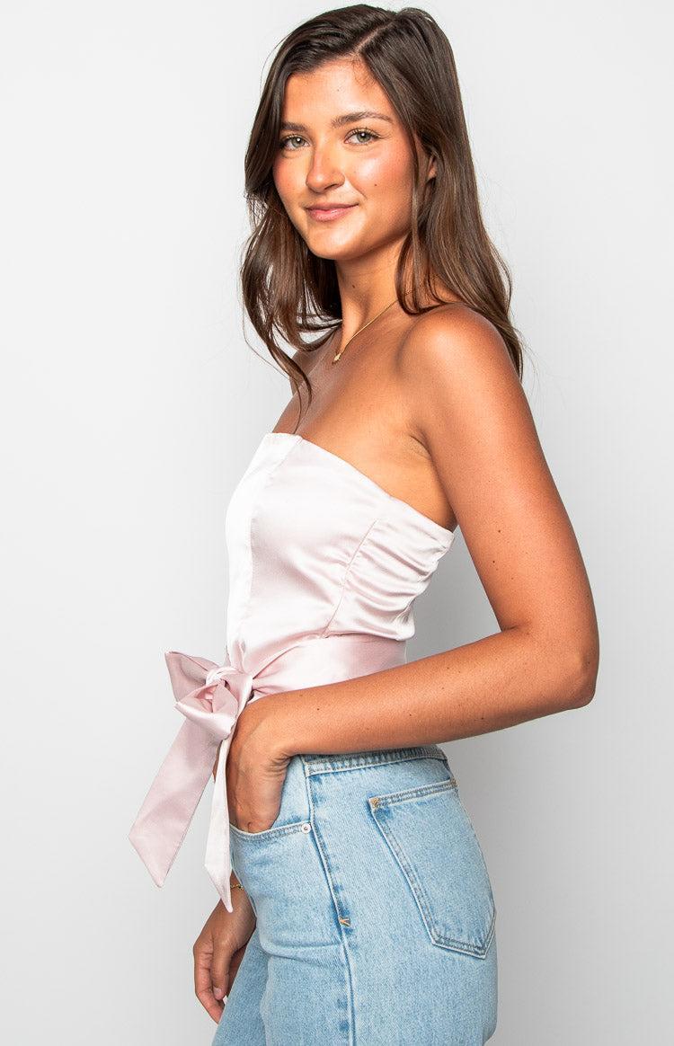 Satin Diva Pink Crop Top Product Image