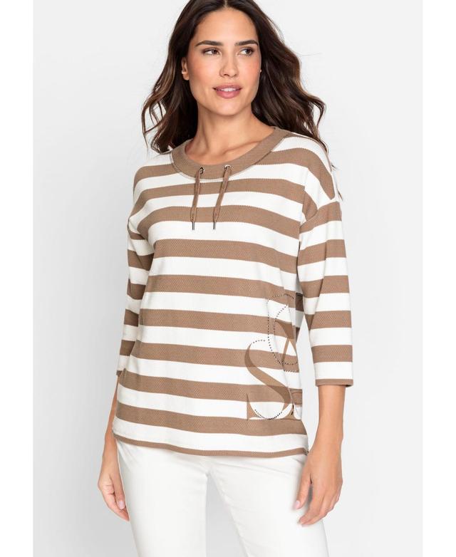 Olsen Womens Cotton Blend 3/4 Sleeve Waffle Knit Jersey Top Product Image