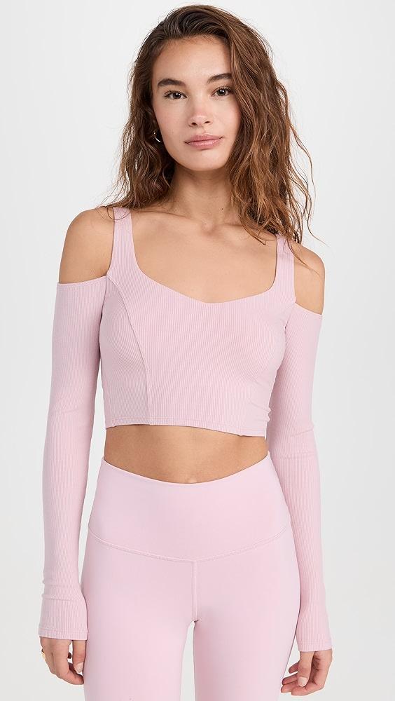 Alo Yoga Ribbed Cropped Butterfly Long Sleeve Tee | Shopbop Product Image